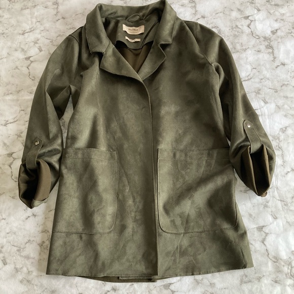 Pull&Bear Jackets & Blazers - Olive green suede feel jacket